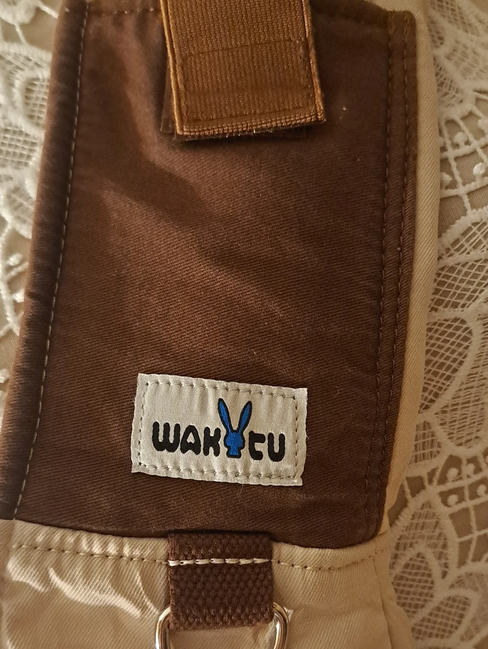 MAKYTU Beige Pet Sling Carrier with Brown Strap Small Dogs and Cats